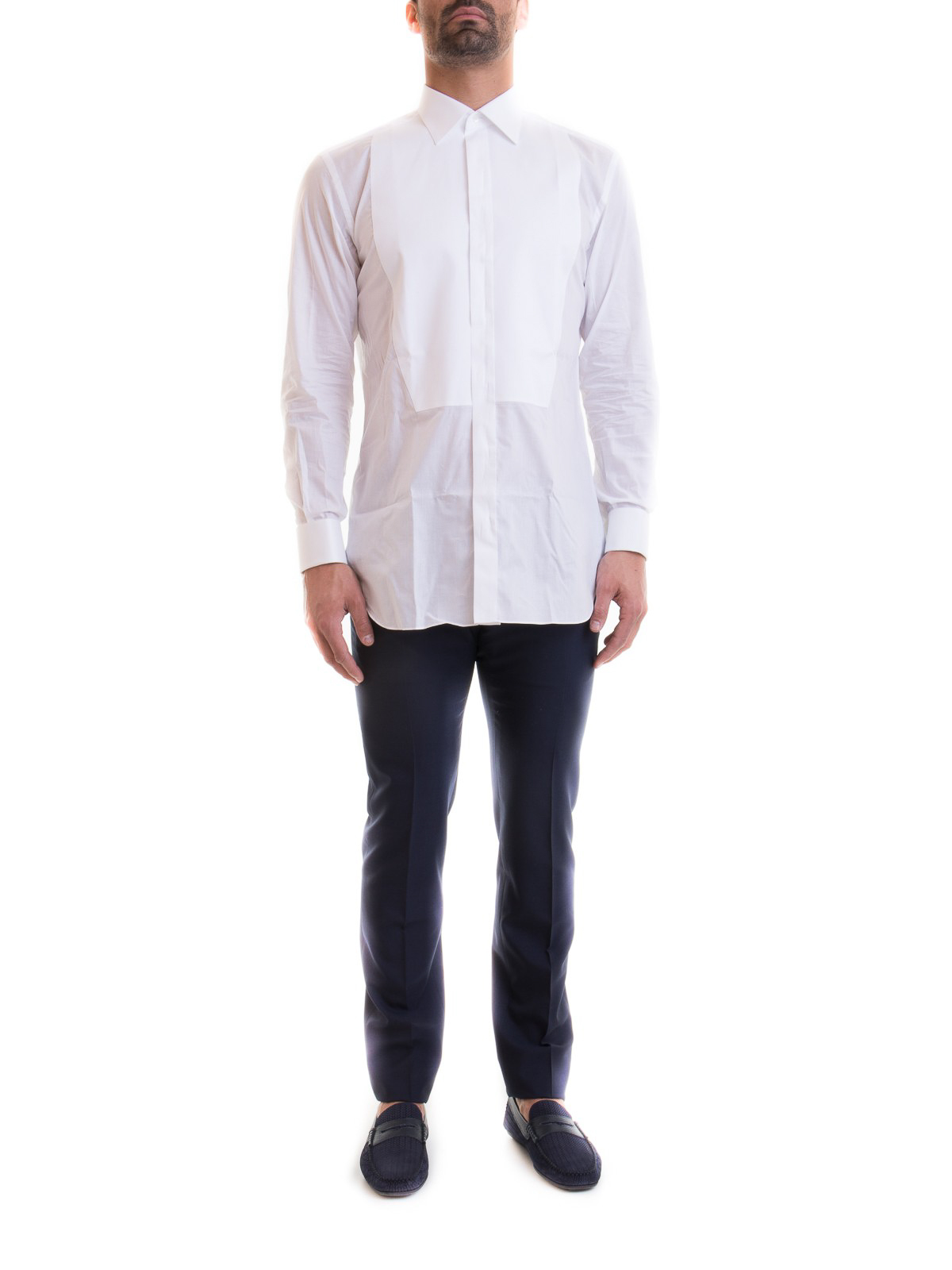 Shop Brioni Smoking Shirt In Blanco