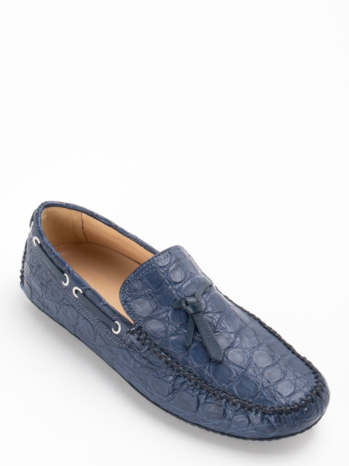 Shop Brioni Cocco Leather Loafer In Azul