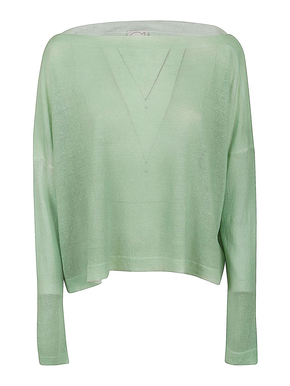 F Cashmere Long Sleeves Tee In Green