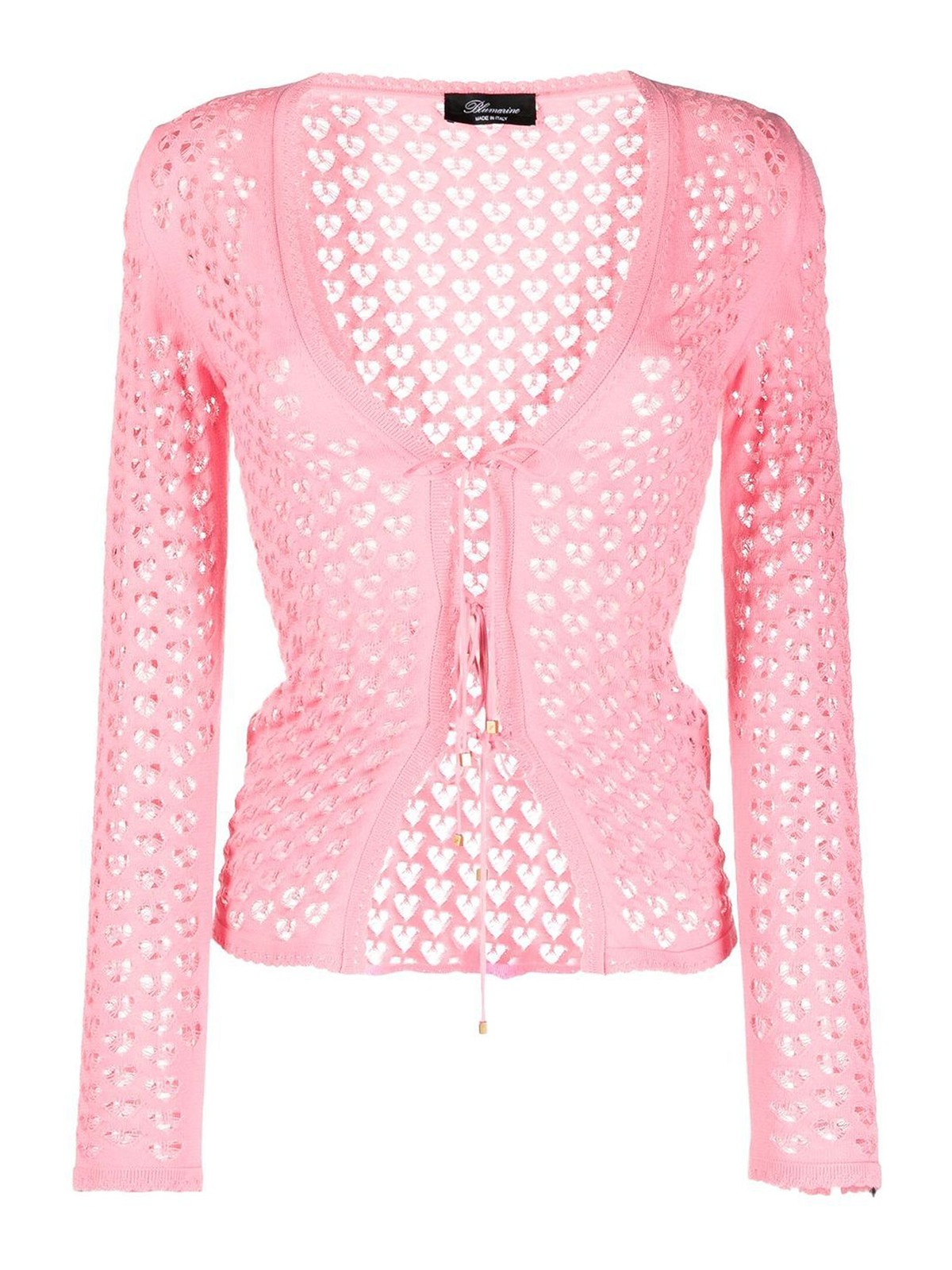 Blumarine Semi-sheer Cotton Cardigan In Light Pink