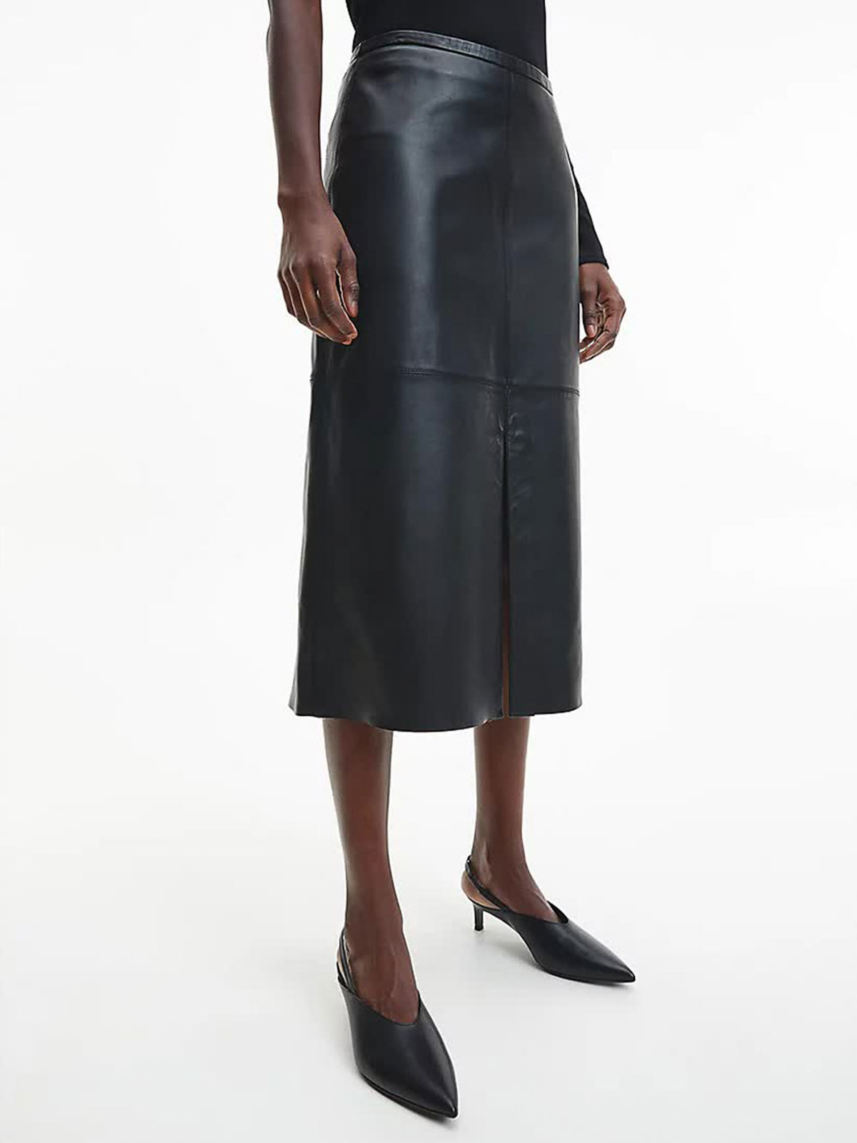 chinese dress ladies Calvin Klein Womens Solid Faux Leather Sheath Dress Black 6 at Amazon  Women's Clothing store main image 1
