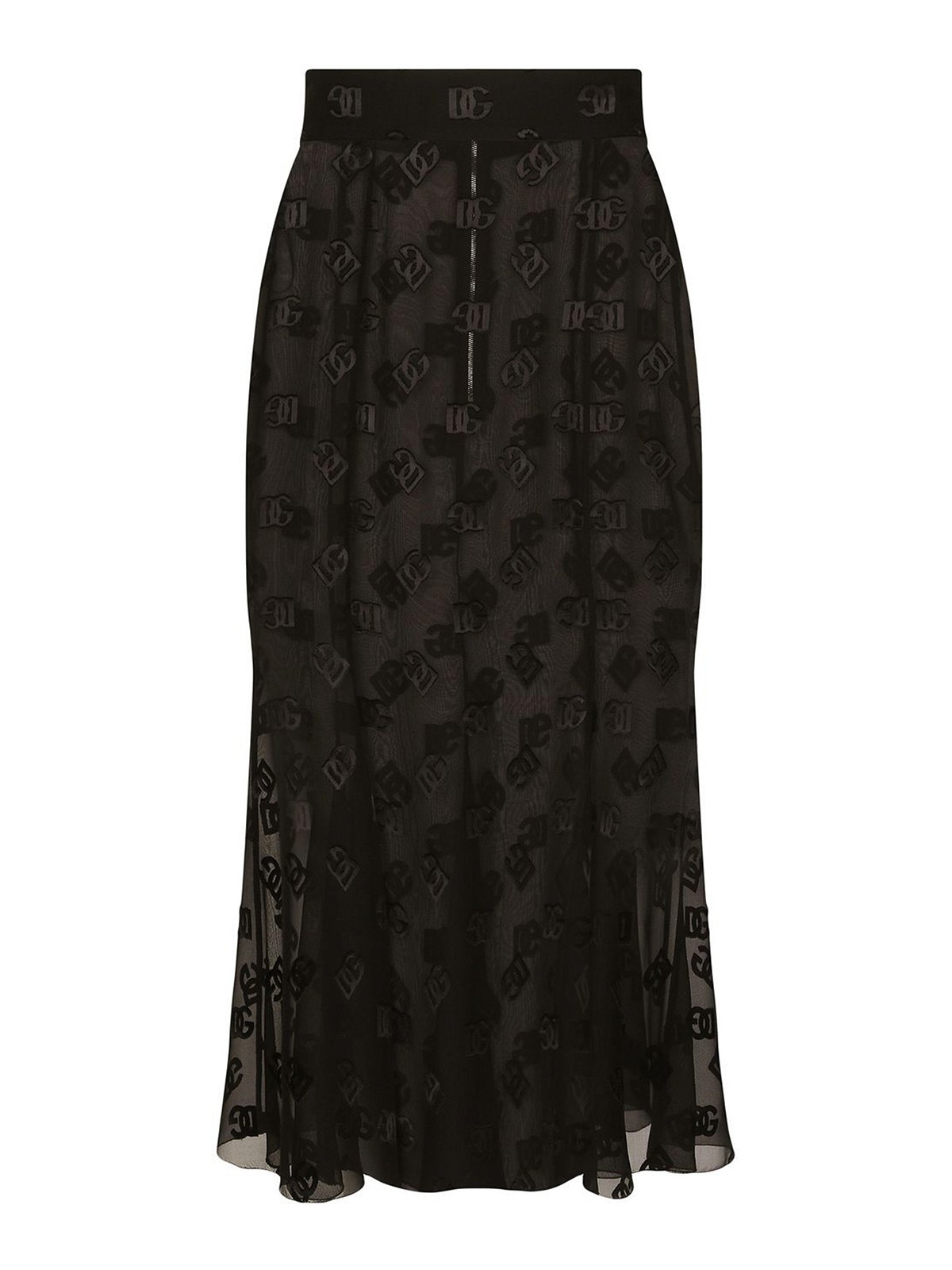 Shop Dolce & Gabbana Sheer Effect Silk Skirt In Negro