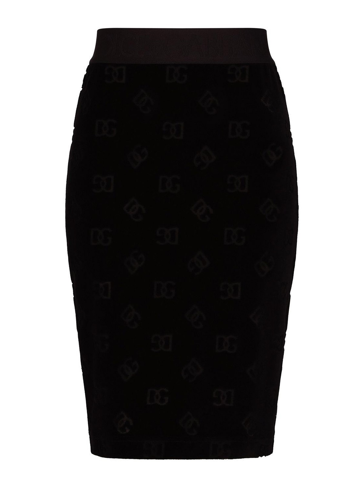 Dolce & Gabbana Logo-print Bodycon Skirt In Nero