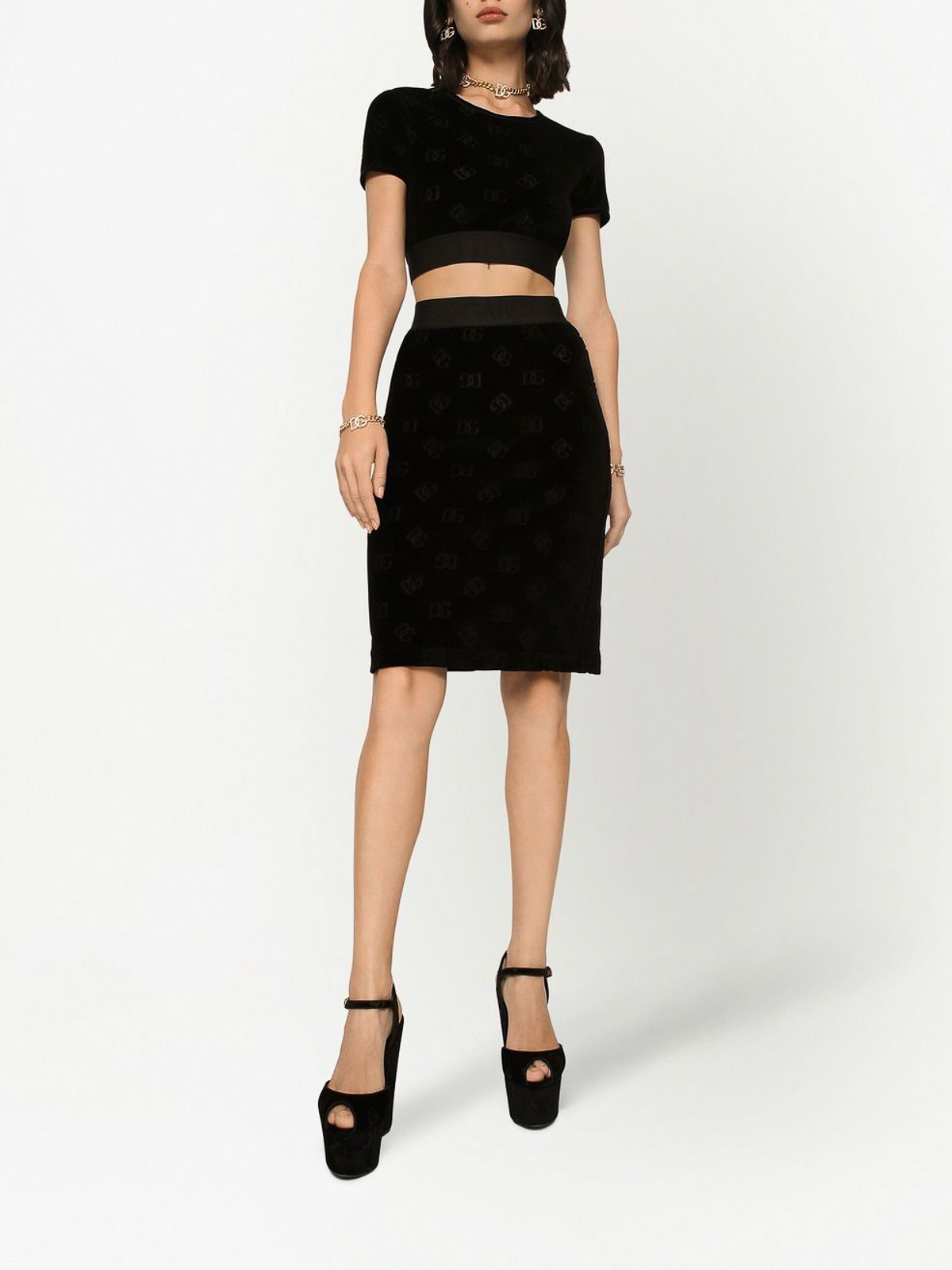 Shop Dolce & Gabbana Logo Thigh Skirt In Negro