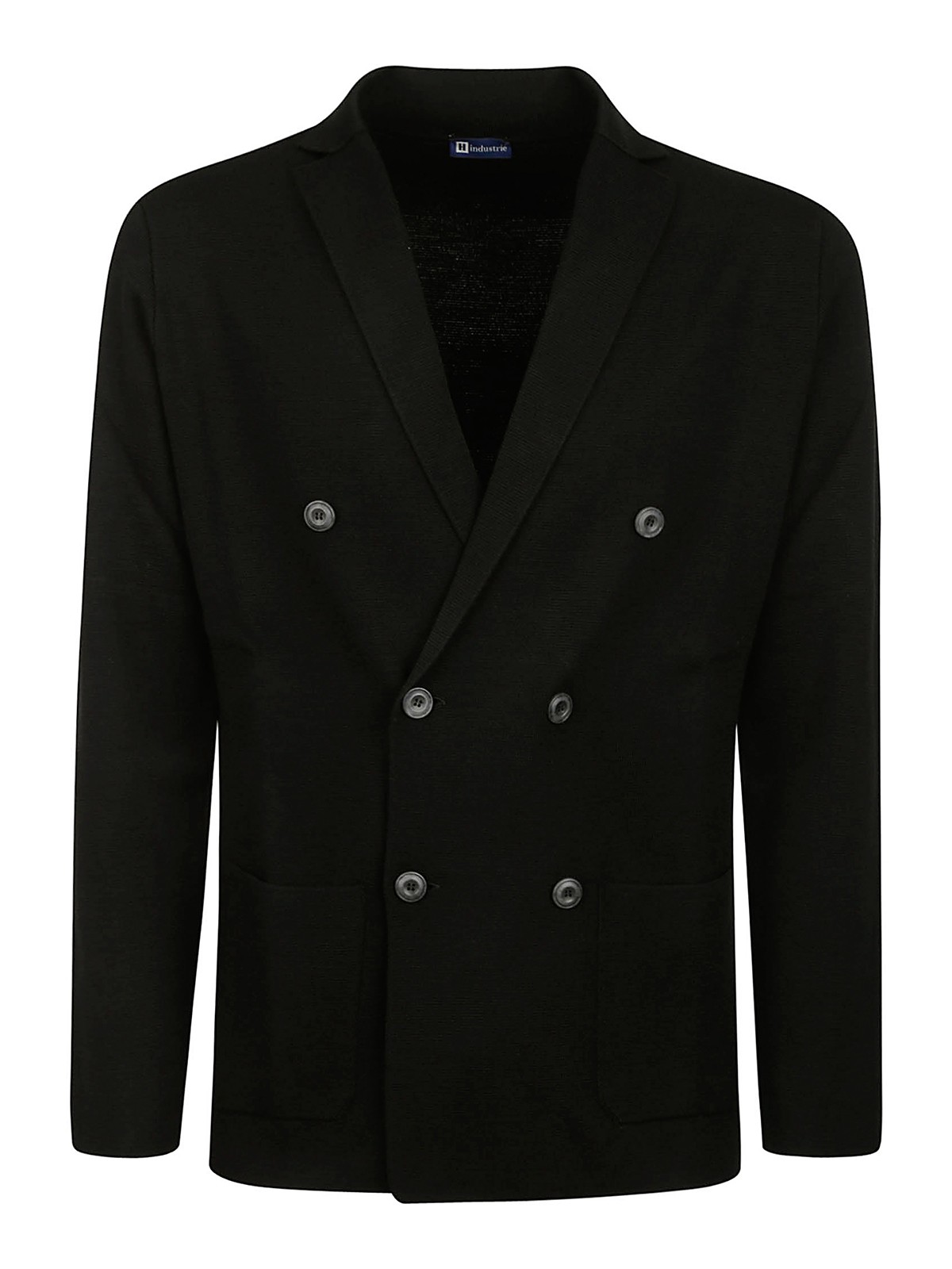 Hindustrie D.breasted Lapel Jacket E.fine M. In Negro