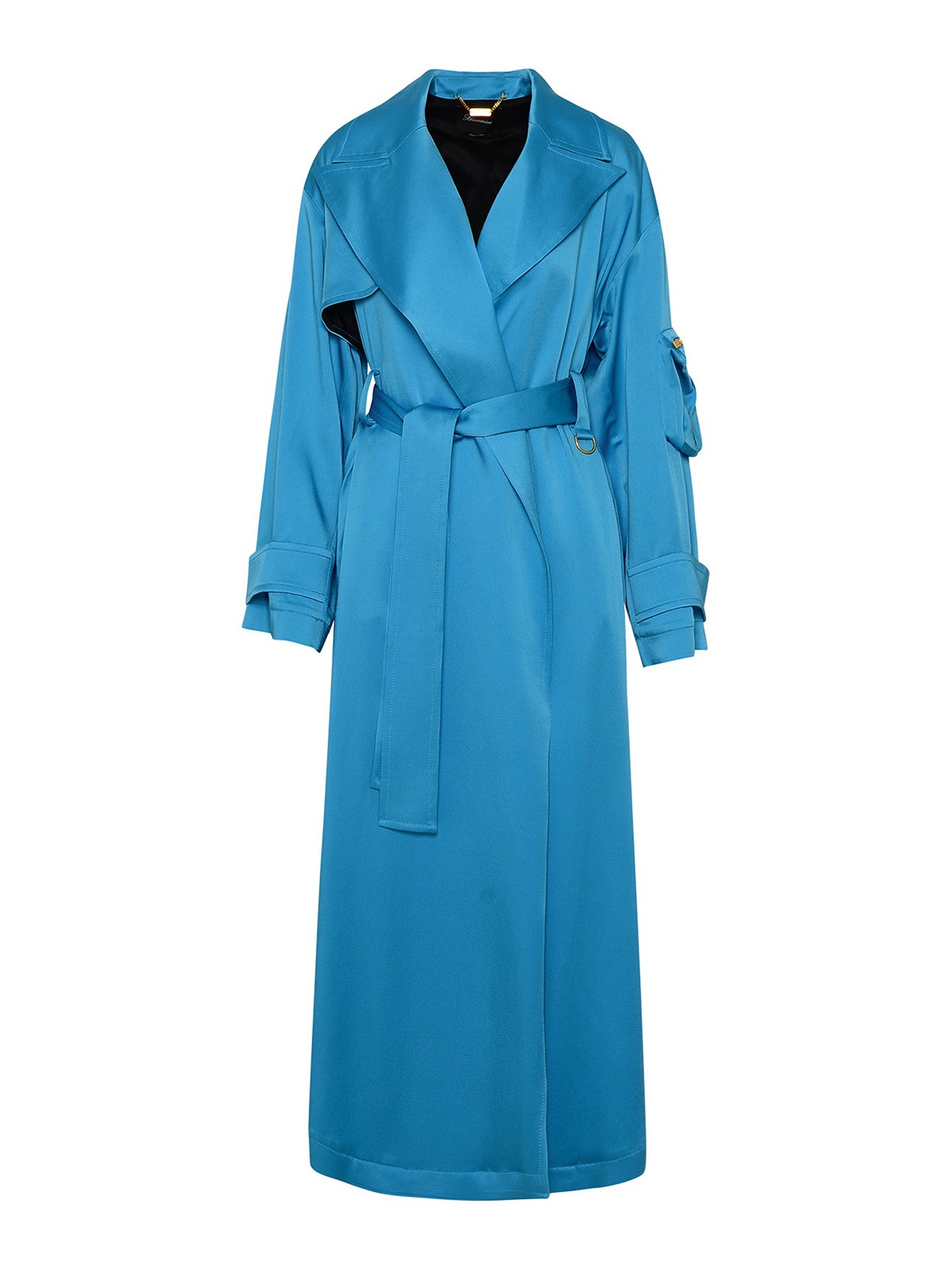 Blumarine Satin trench coat - Light Blue - Women|2S056AN0699 Blumarine Satin trench coat - Light Blue - Women|2S056AN0699