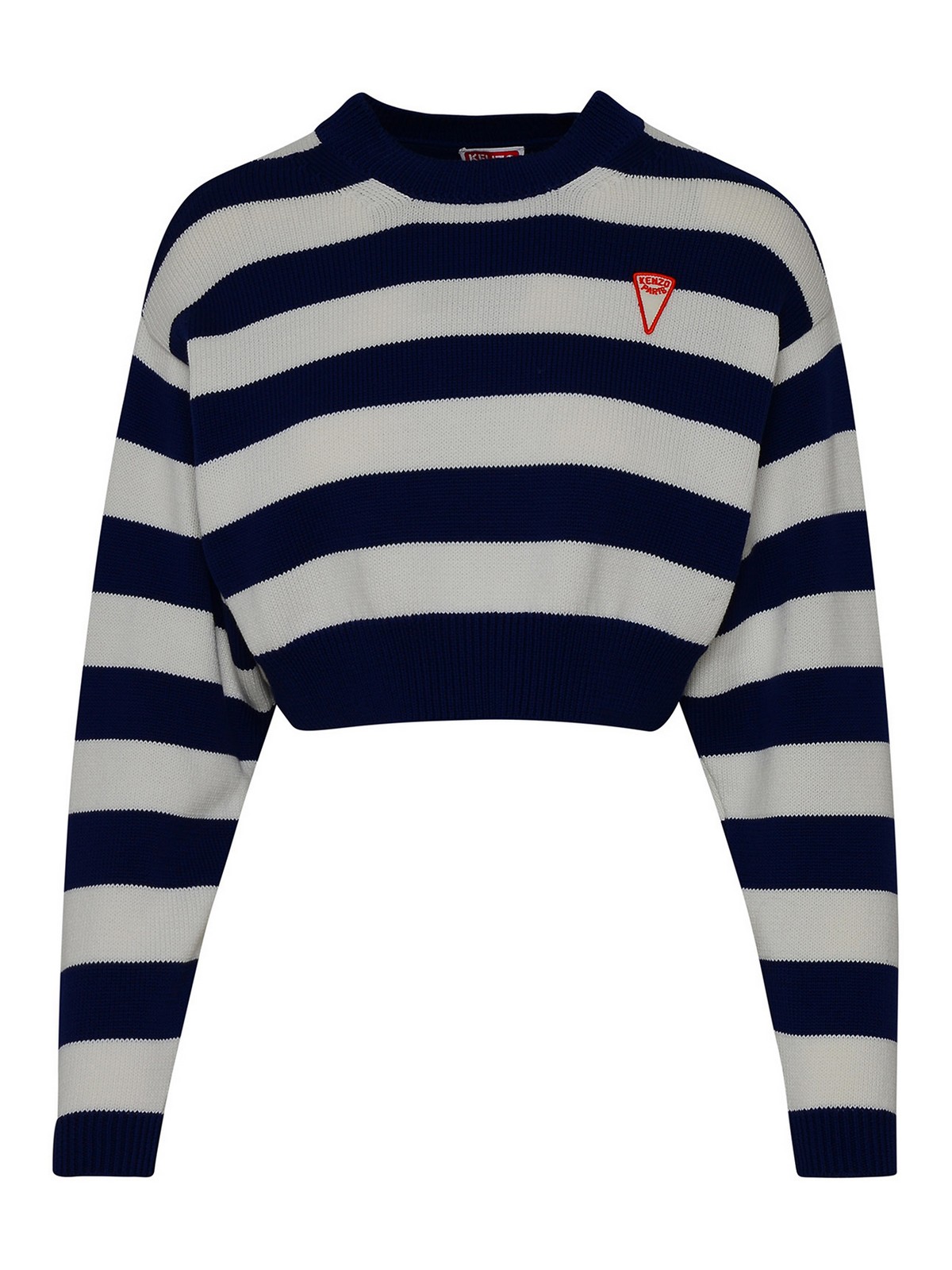 Shop Kenzo Blue Striped Cotton Sweater