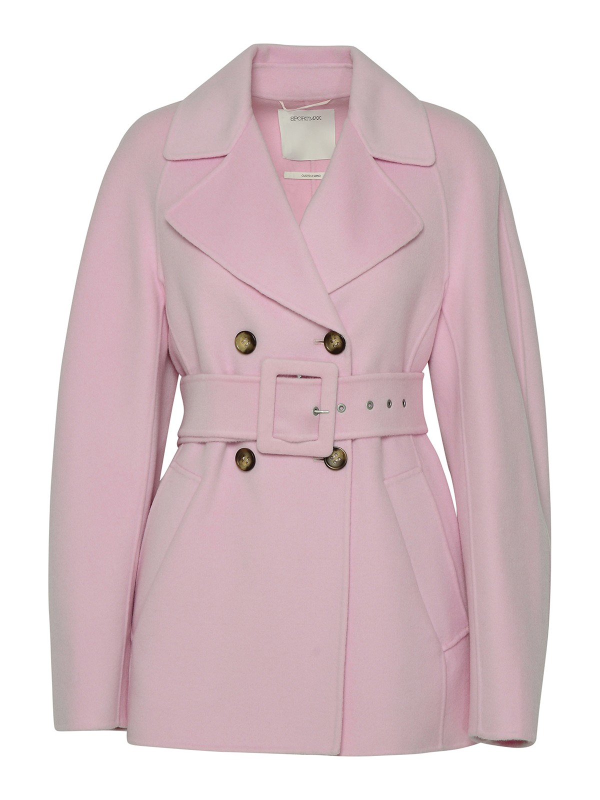 Knee length coats Sportmax Straight fit jacket in pink cashmere