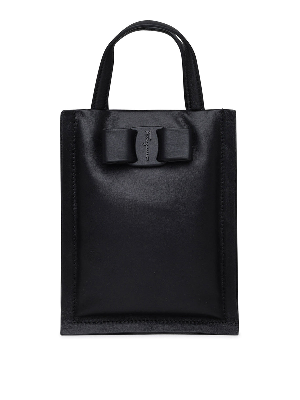 Ferragamo Mini viva bow bag in black leather Black 213E15