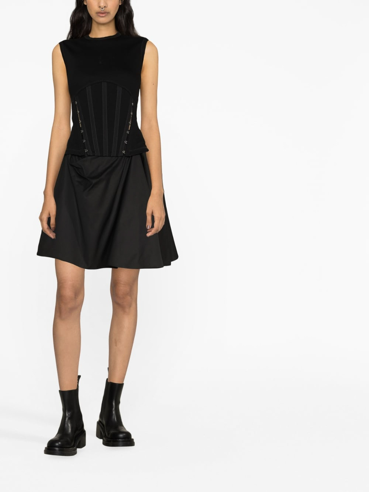 Shop Alexander Mcqueen Draped Cotton Miniskirt In Black