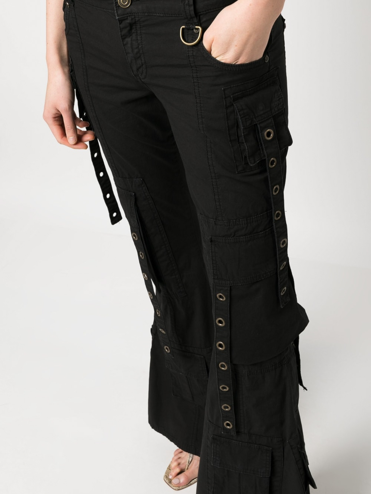 low-rise flared cargo trousers, Blumarine