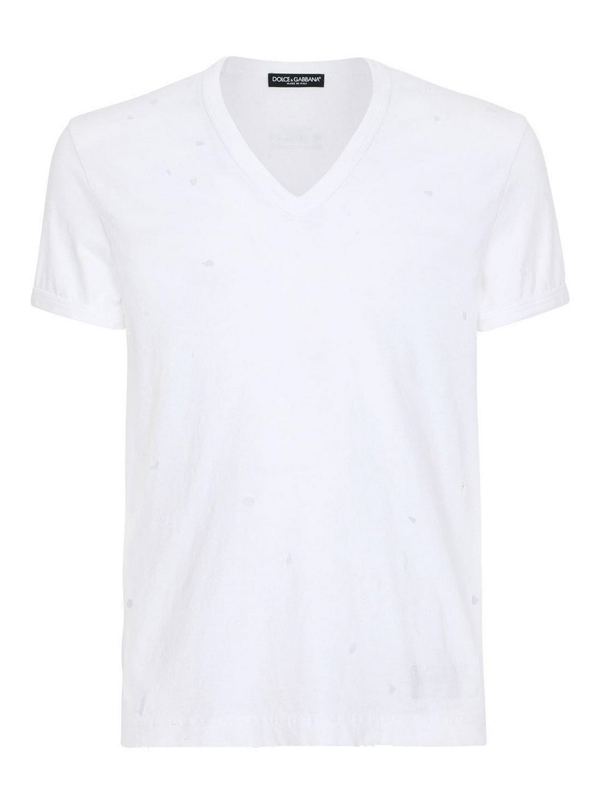 Dolce & Gabbana Punched-holes Cotton T-shirt In White
