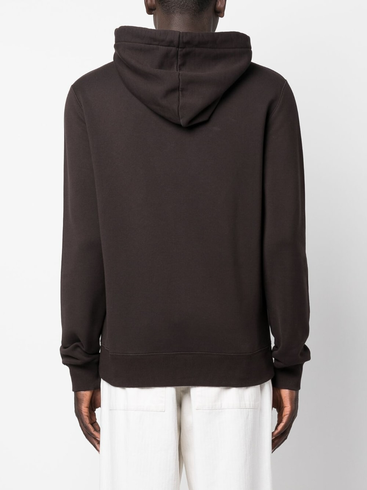 Shop Lanvin Embroidered-logo Cotton Hoodie In Dark Brown