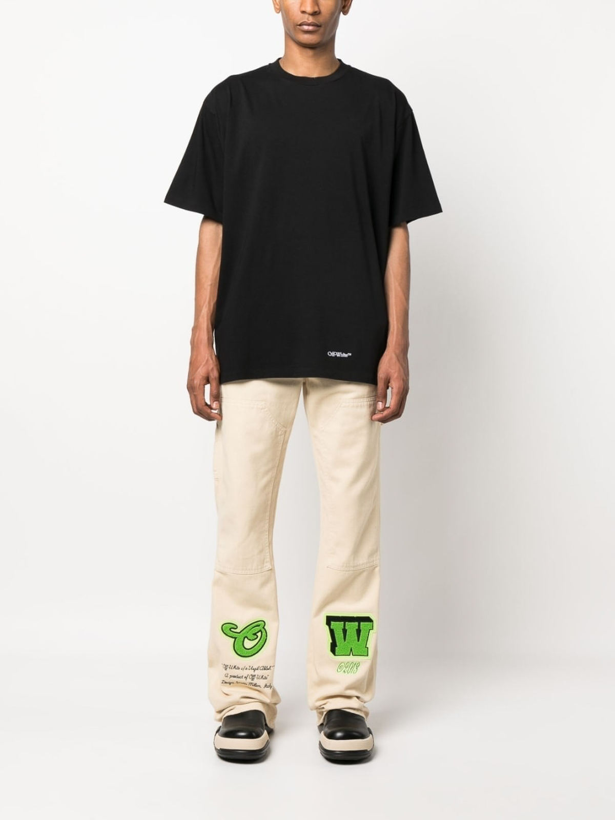 Off-White Diag-stripe Print Slim Fit Jeans