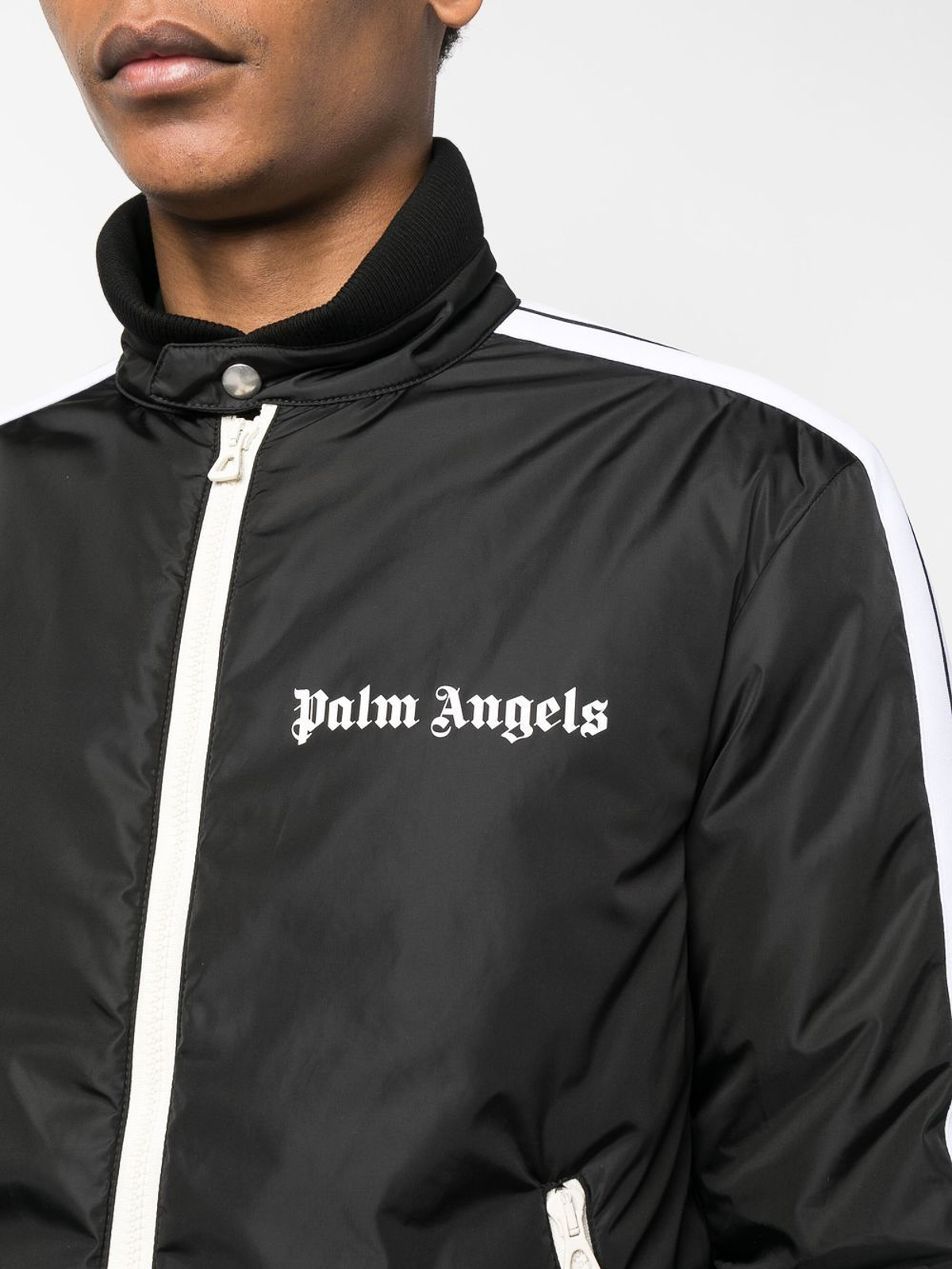 Shop Palm Angels Lightweight Puffer Track Jacket In Black