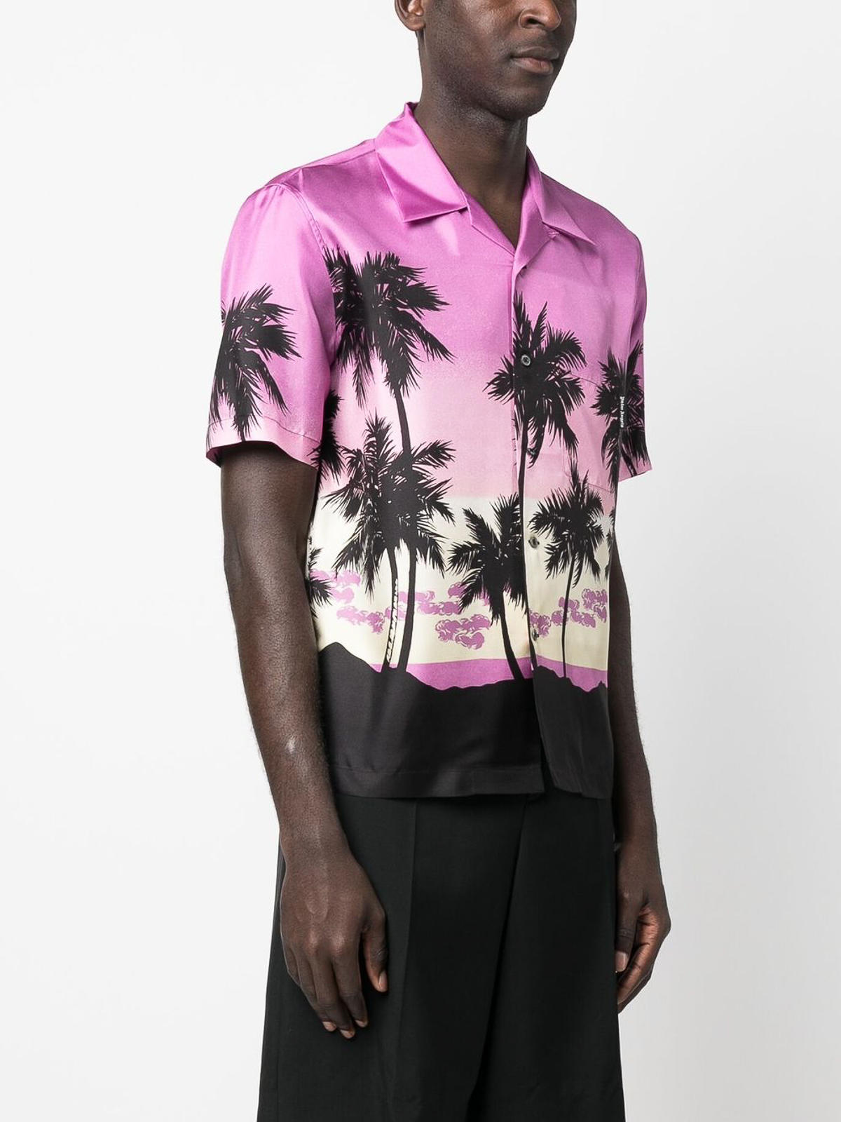 Palm Angels Monogram-Print Silk Shirt