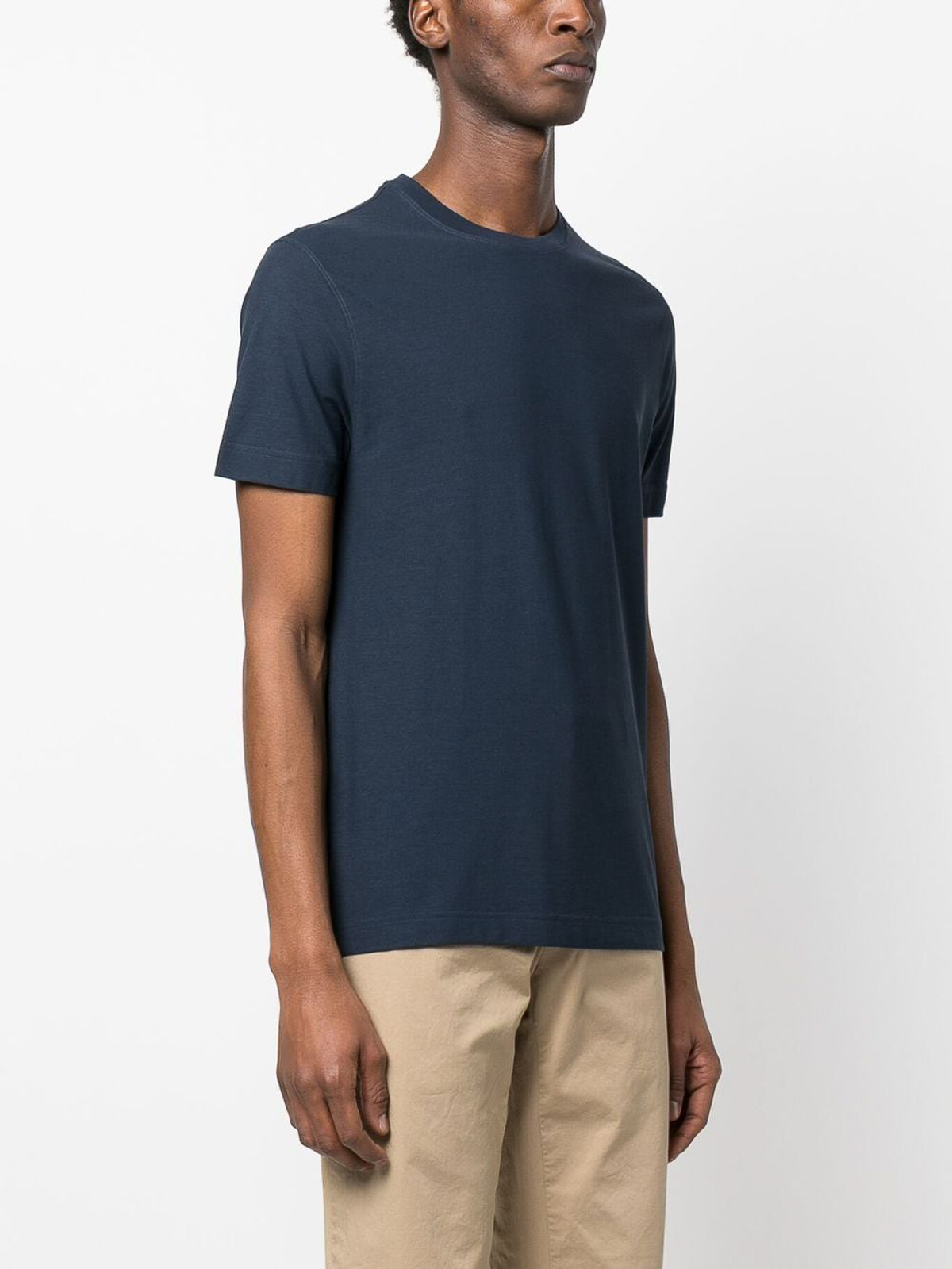 Shop Zanone Crew-neck Cotton T-shirt In Blue