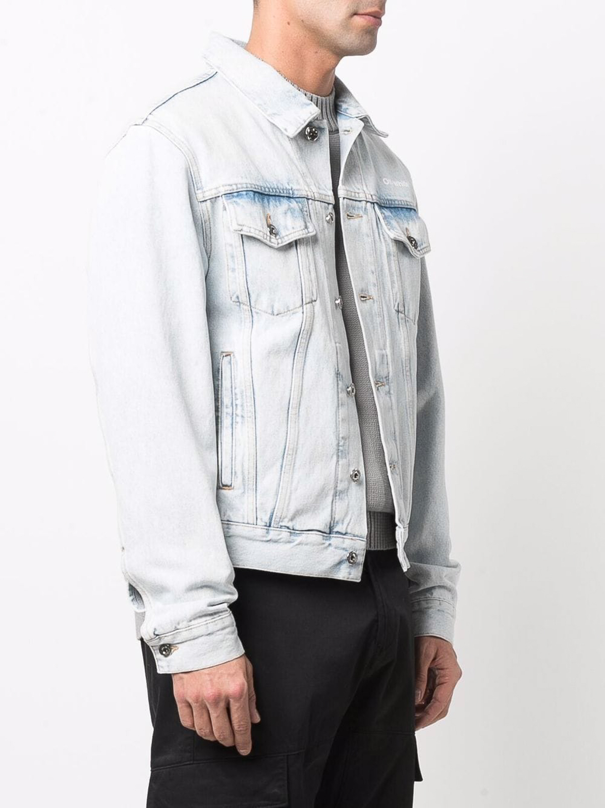 Balmain Ribbed Bleached Denim Jacket - Grey