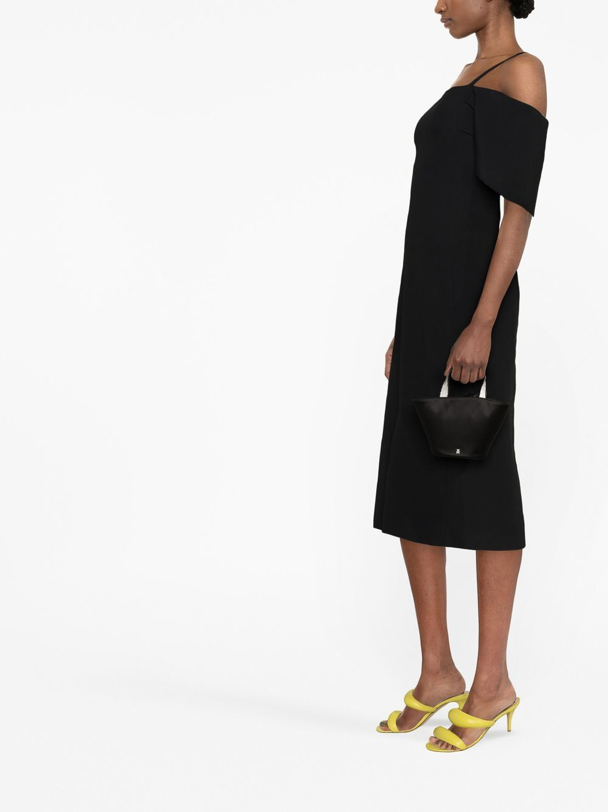 Shop Victoria Beckham Off-shoulder Midi Dress In Black