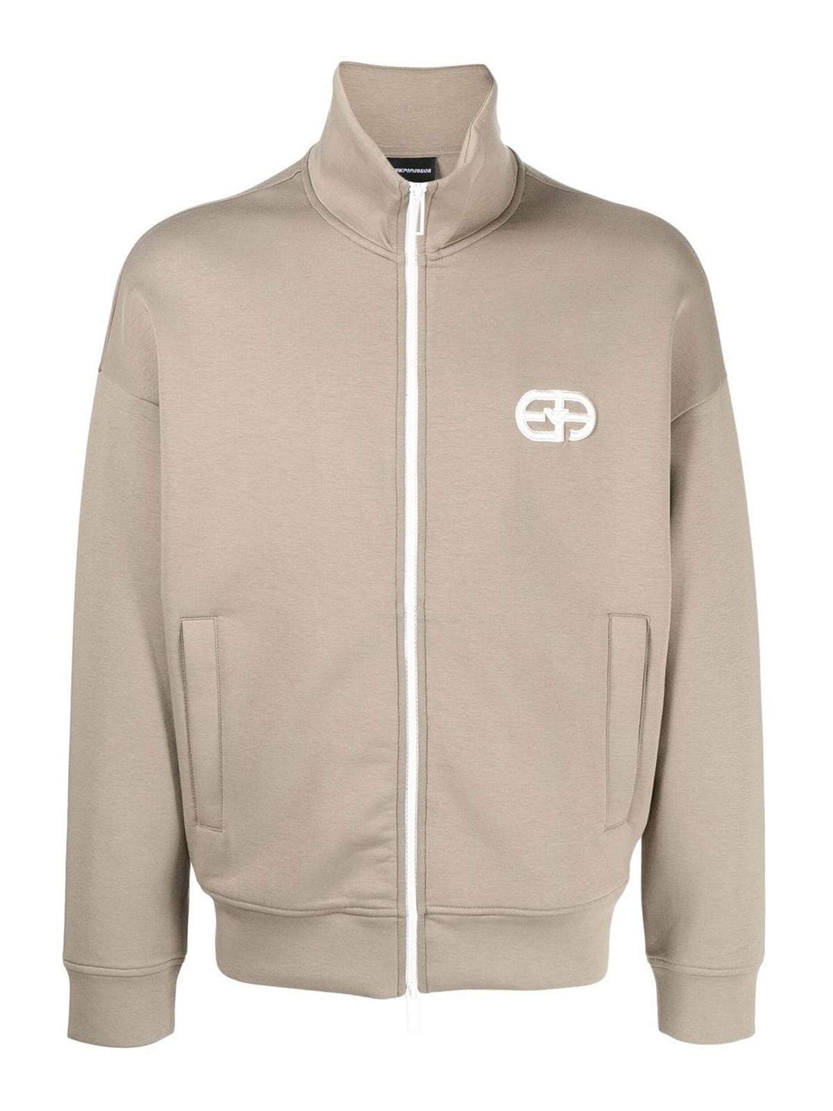 Emporio Armani Logo-print zip-up sweater - Beige