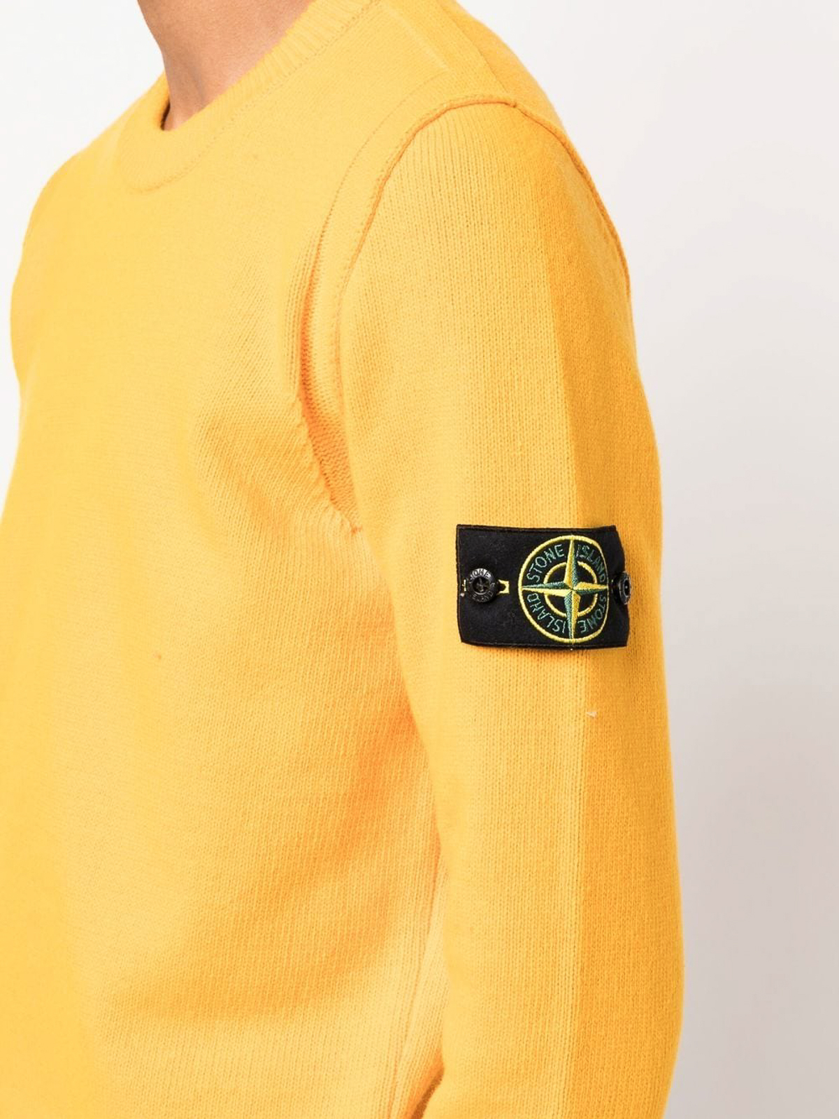 Stone Island Logo path crewneck - Yellow - Men|7715508A3V0030
