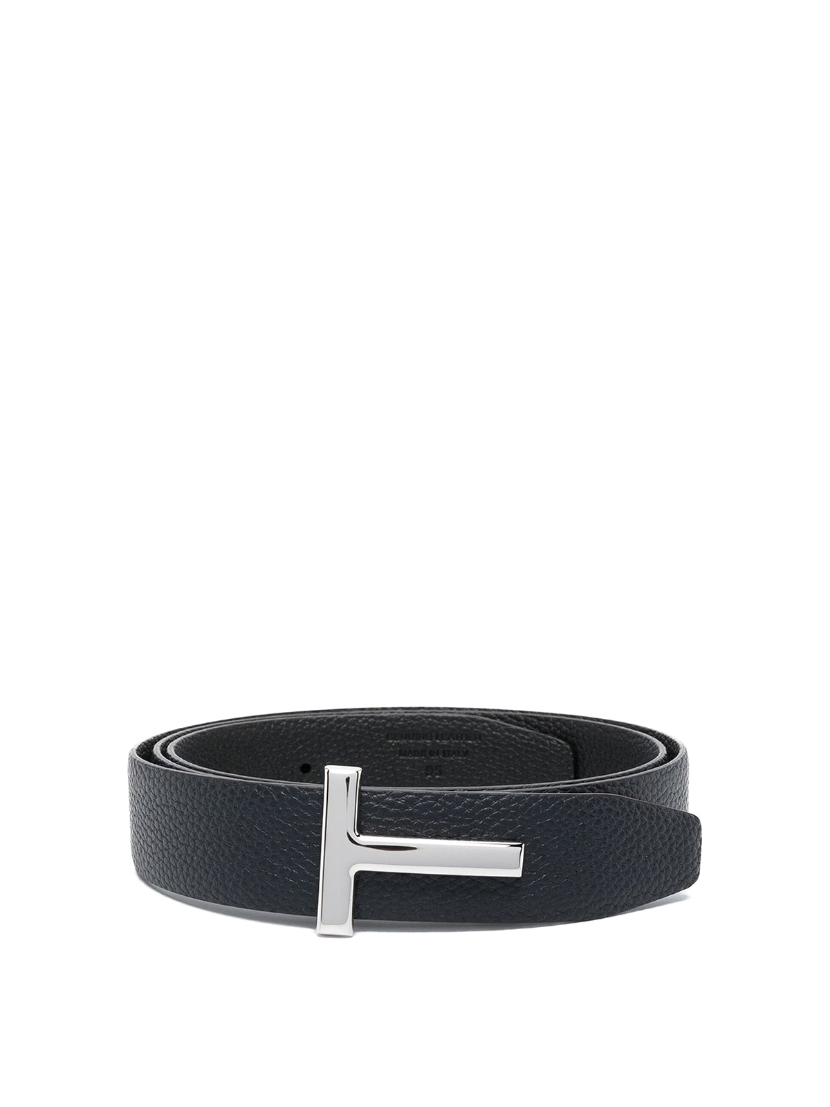 Tom Ford Logo-plaque Leather Belt In Beis