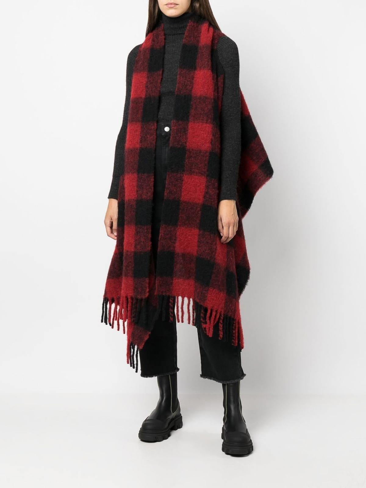 Woolrich Check-pattern knitted scarf