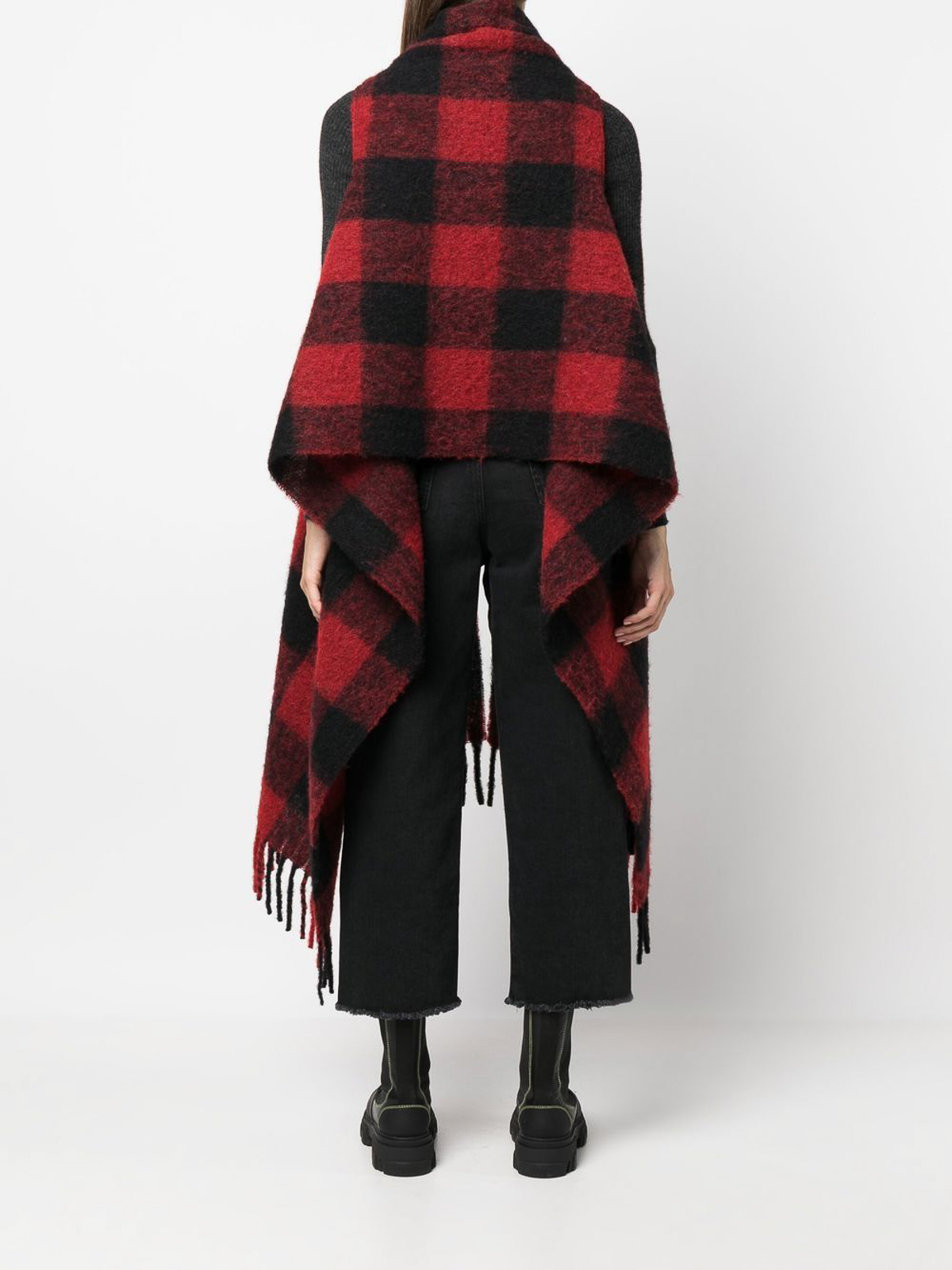 【送料&関税込】Woolrich Check-patterned Fringed Cape 25358318_55551649_1000.jpg
