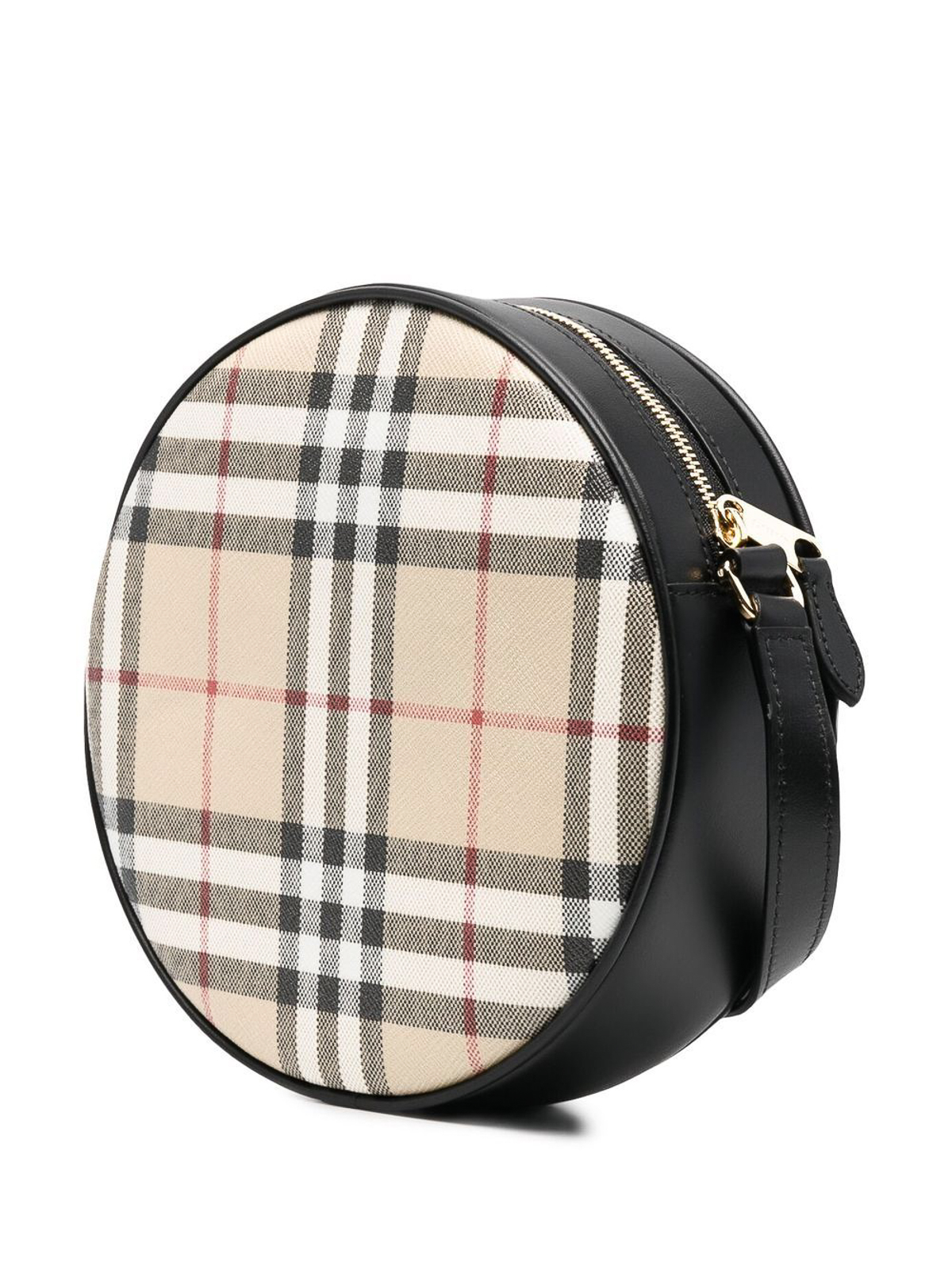 Shop Burberry Louise Check Round Shoulder Bag