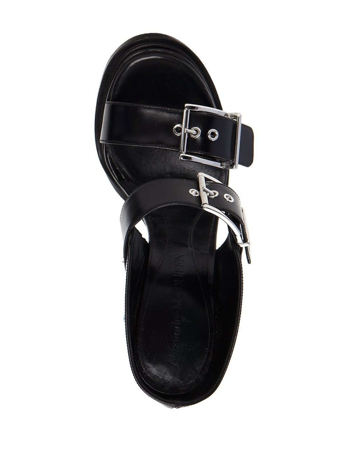 Shop Alexander Mcqueen 120mm Leather Sandals In Black