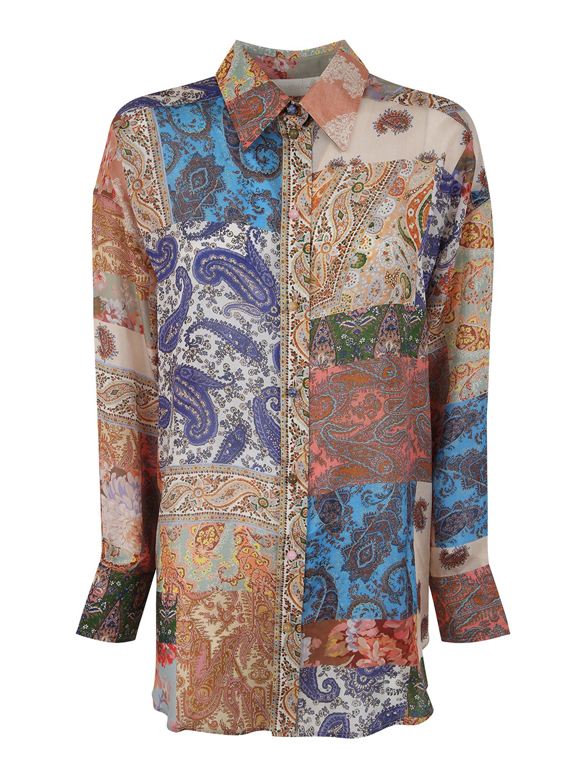 Shop Zimmermann Devi Manstyle Shirt In Multicolor