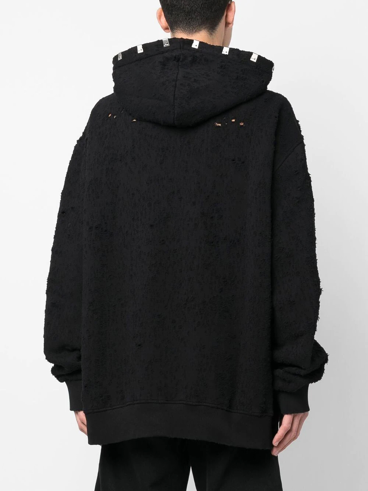 1017 Alyx 9sm distressed pullover hoodie | AAUSW0175FA01BLK0001