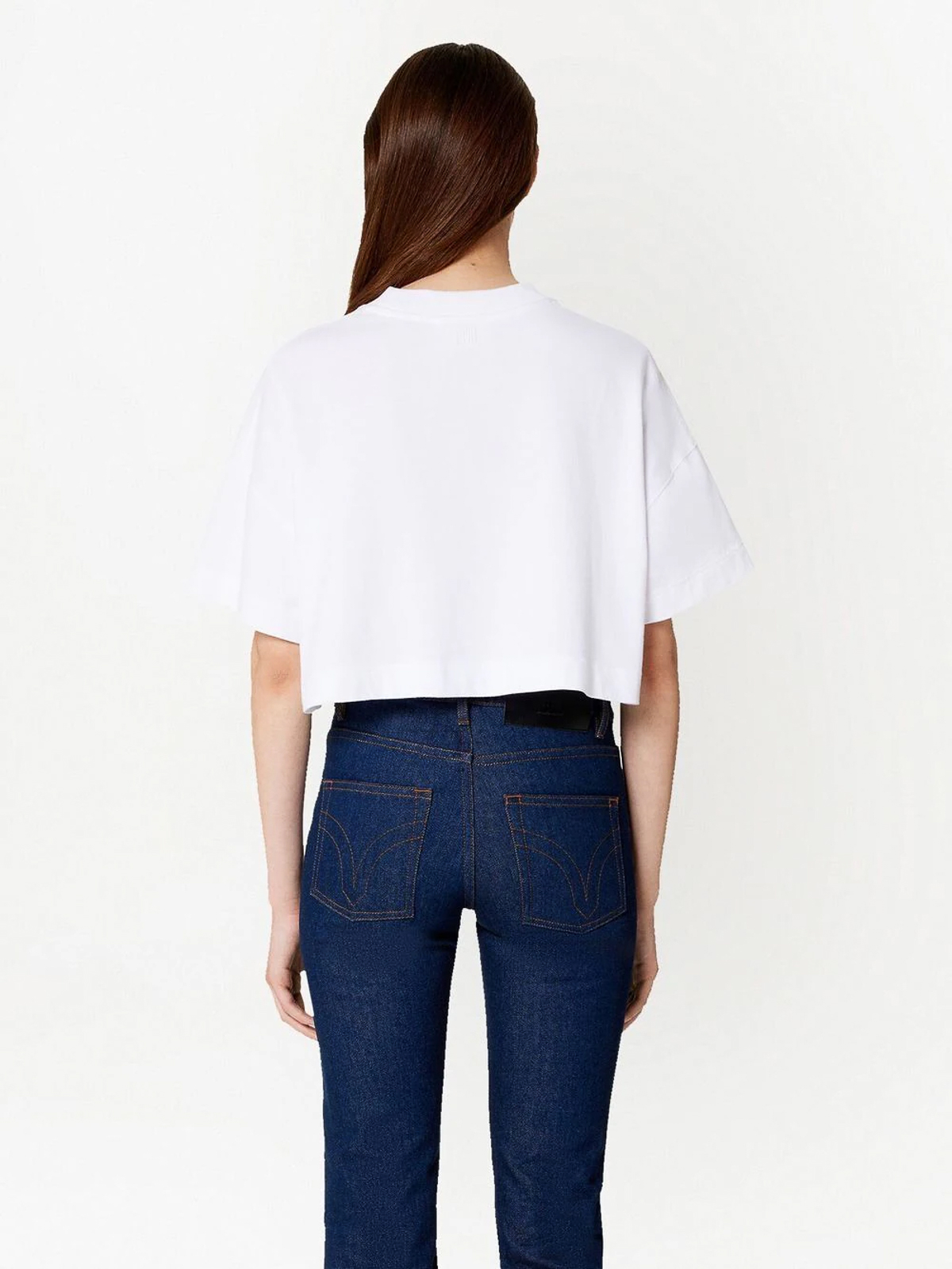 ☆送料・関税込☆AMI★LOGO CROPPED SHORT SLEEVE T SHIRT★ LILAC Cropped T-shirt | AMI PARIS