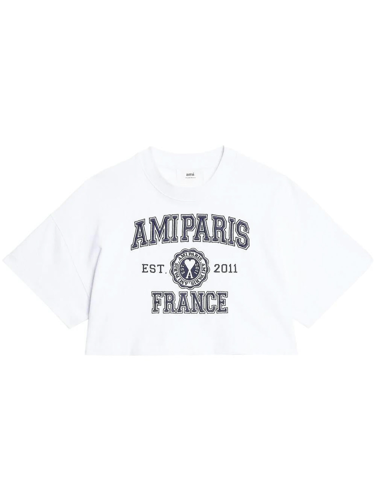 Ami Paris Ami paris logo-print cropped t-shirt - White