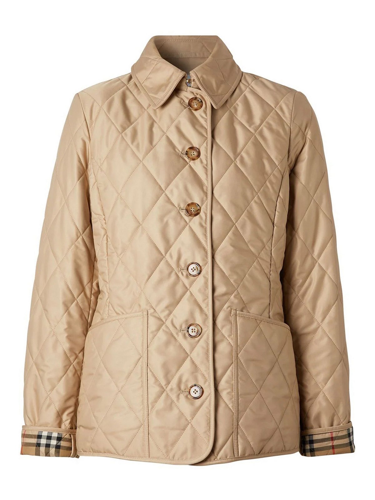 Shop Burberry Diamond-quilted Jacket In Beis