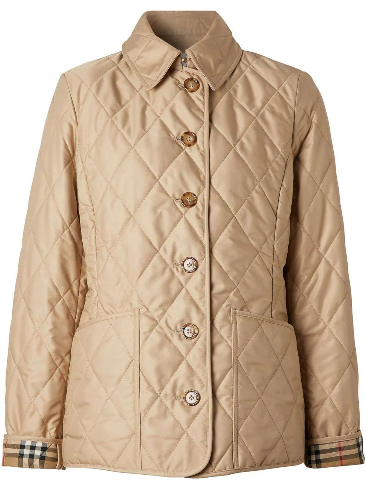 Shop Burberry Diamond-quilted Jacket In Beis