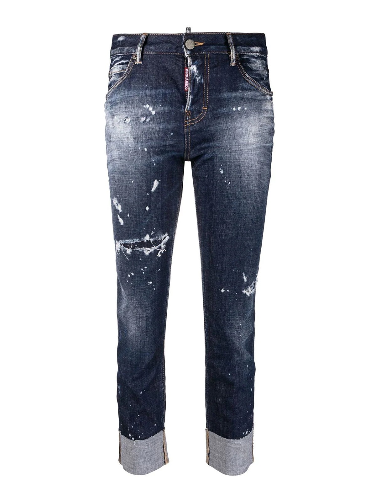 Dsquared2 Mid-rise Distressed Cropped Jeans In Medium Wash