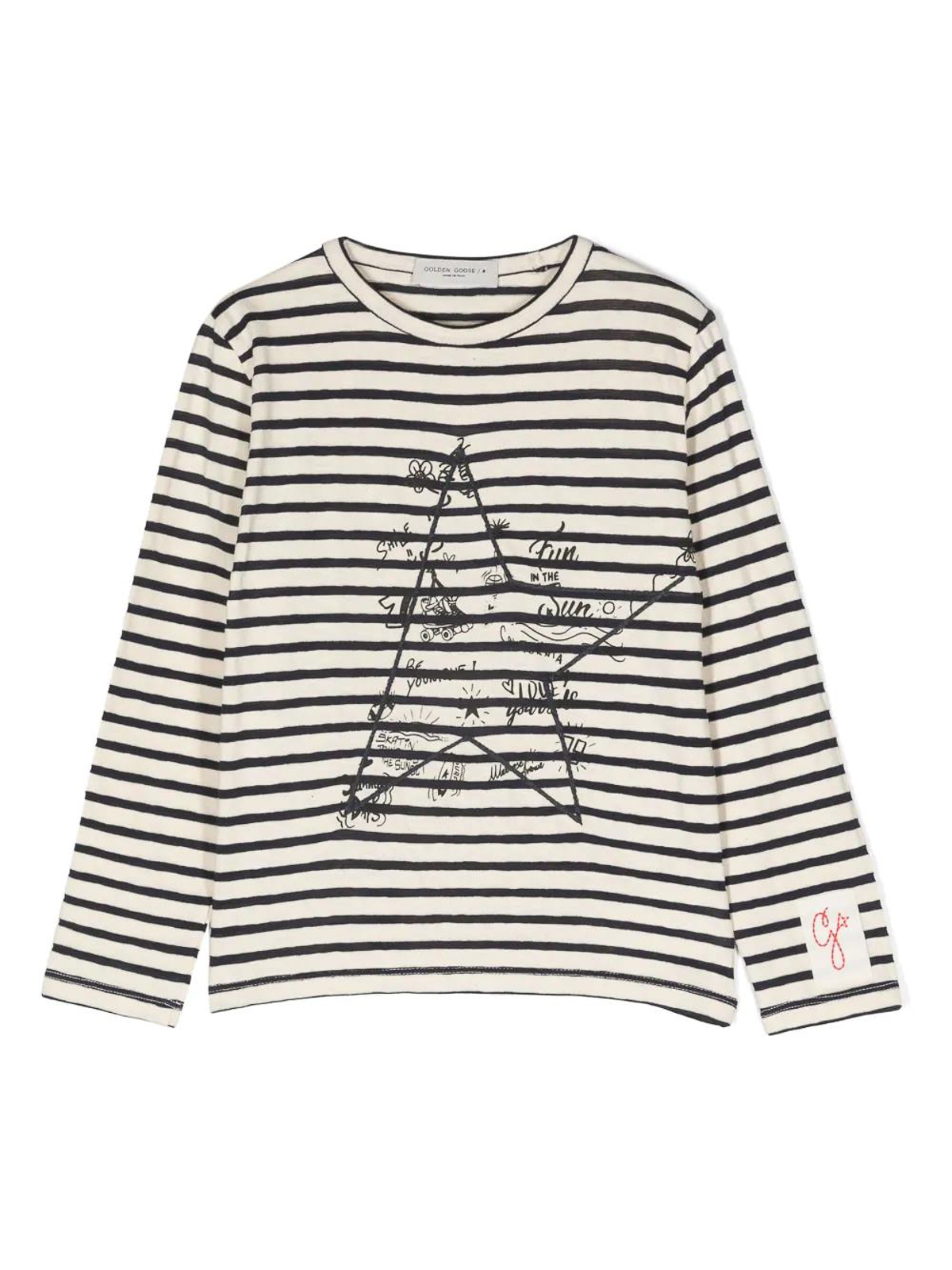 Golden Goose logo-embroidered striped long-sleeve t-shirt