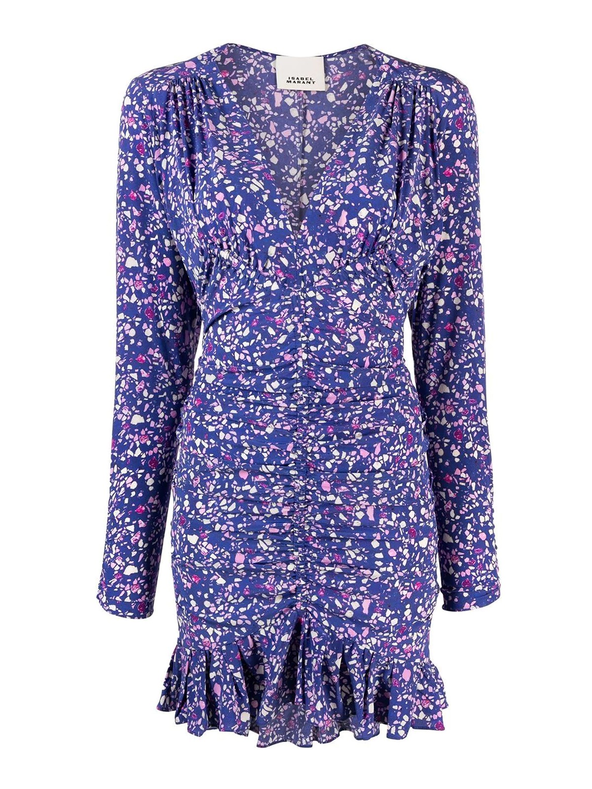 Isabel Marant Ruffled Floral Print Minidress In Purple