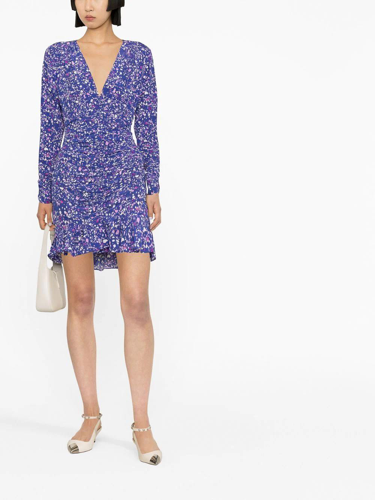 Shop Isabel Marant Ruffled Floral-print Minidress In Purple