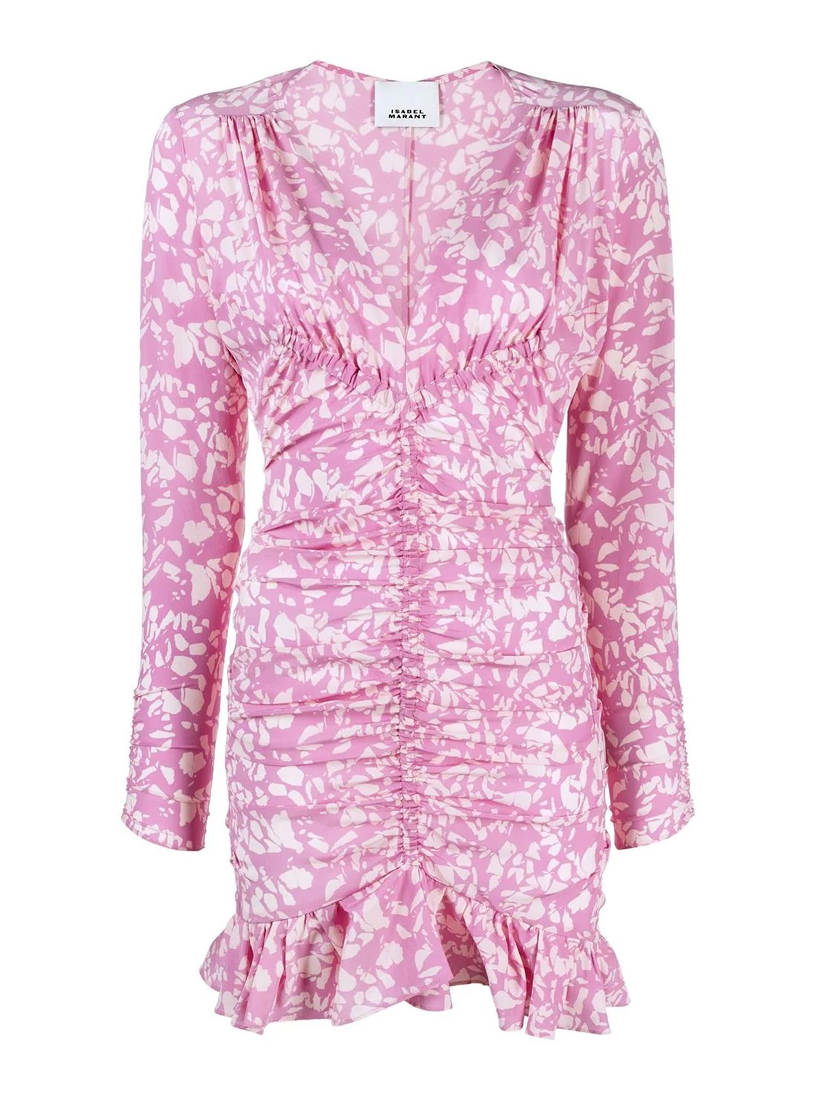 Isabel Marant Floral Ruched Minidress In Pink