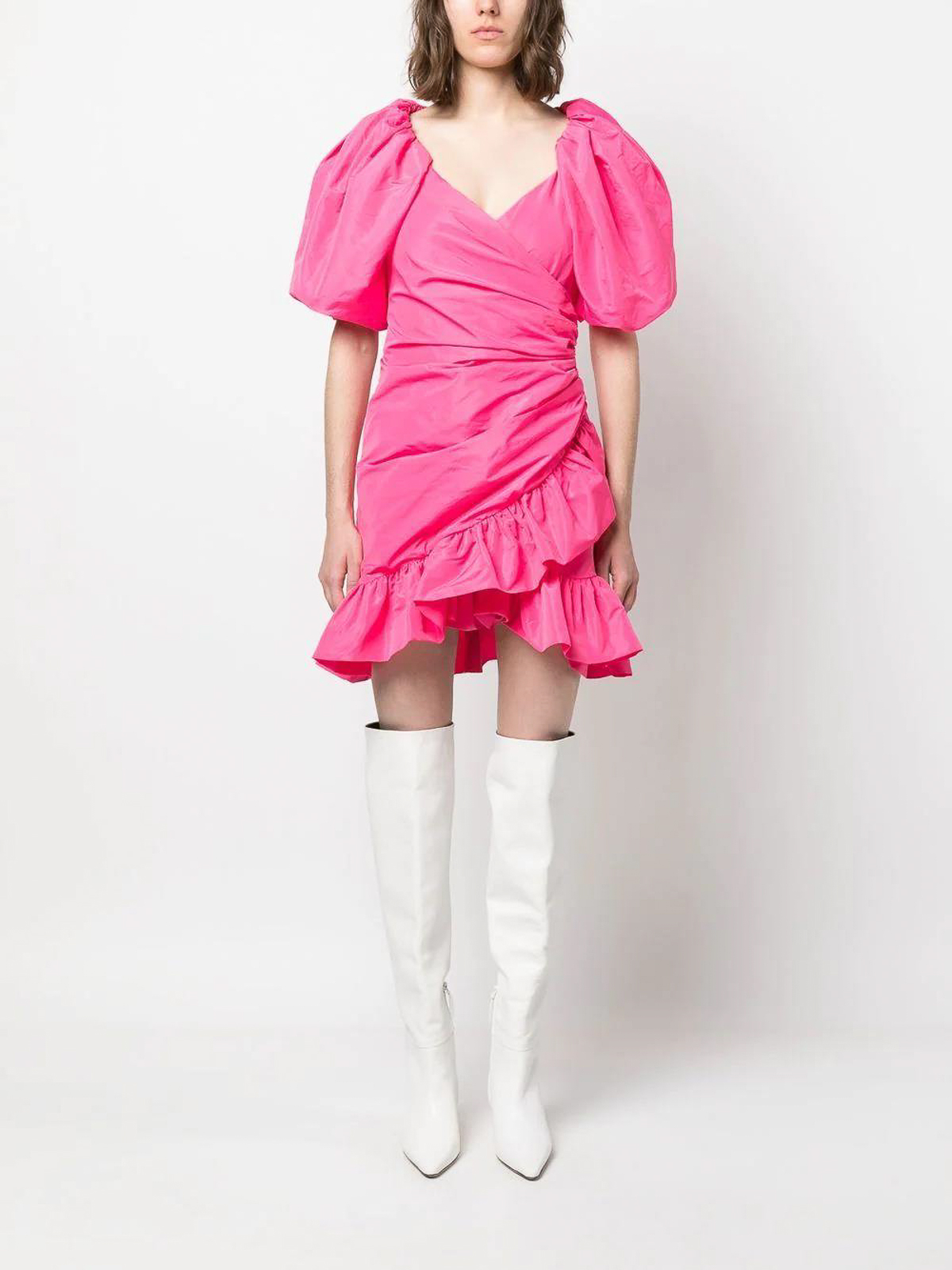 msgm one shoulder ruffle dress Msgm Ruffle-Trim Asymmetric Mini Dress - White - 36% Off