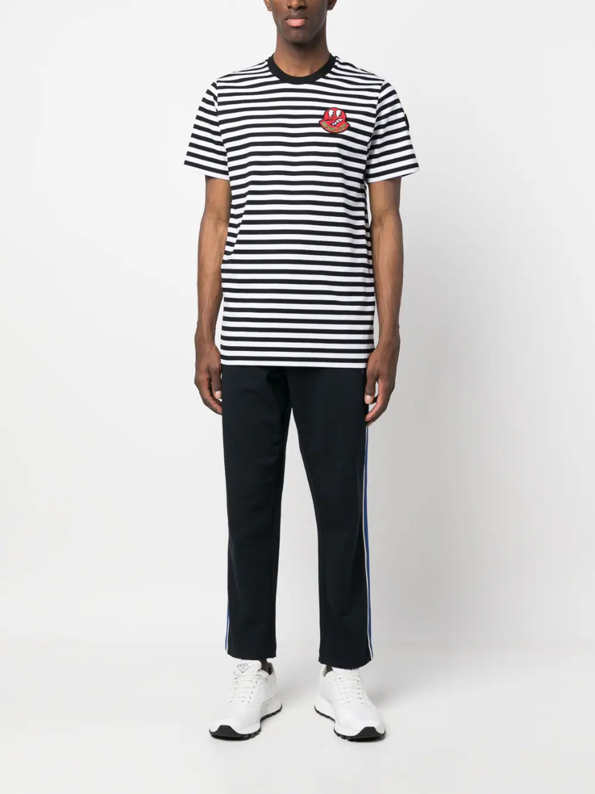 Moncler Moncler logo-patch striped t-shirt