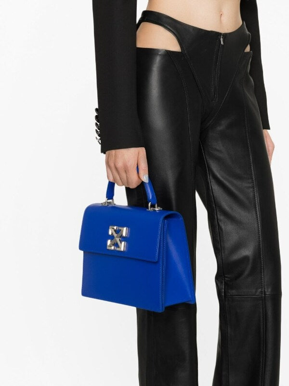 Jitney Leather Shoulder Bag in Blue - Off White
