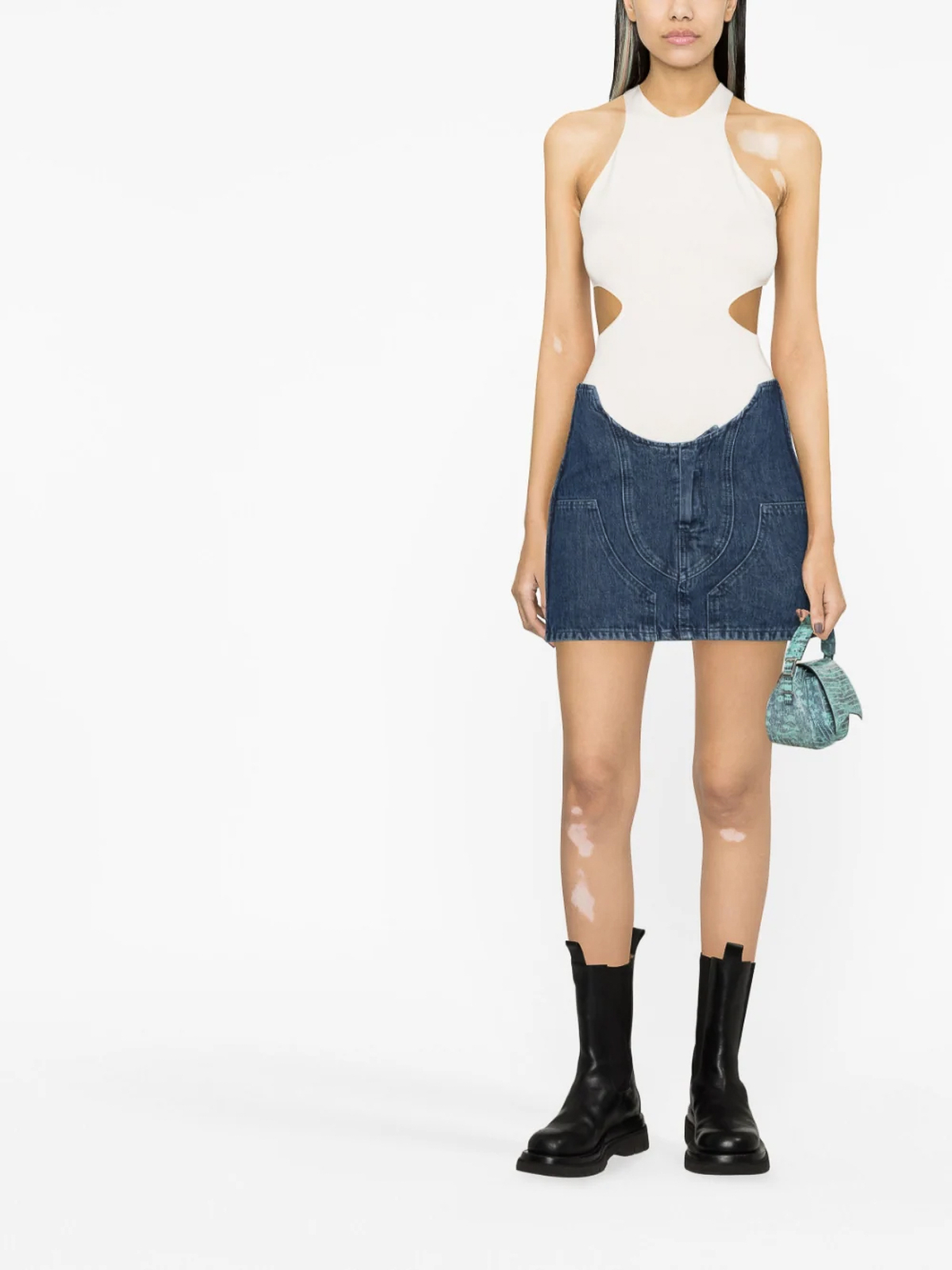 ミニスカート Off-White 'Motorcycle' miniskirt (OWYF019S23DEN0014500 4500) Off-White Off-white motorcycle hole miniskirt