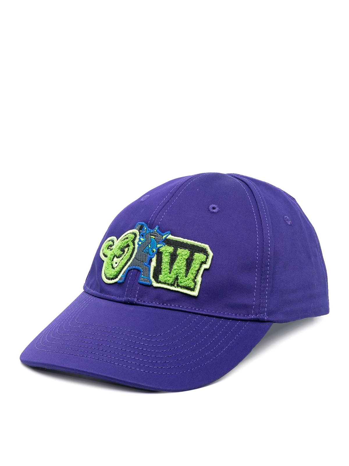Shop Off-white Varsity Cotton Baseball Cap In Purple