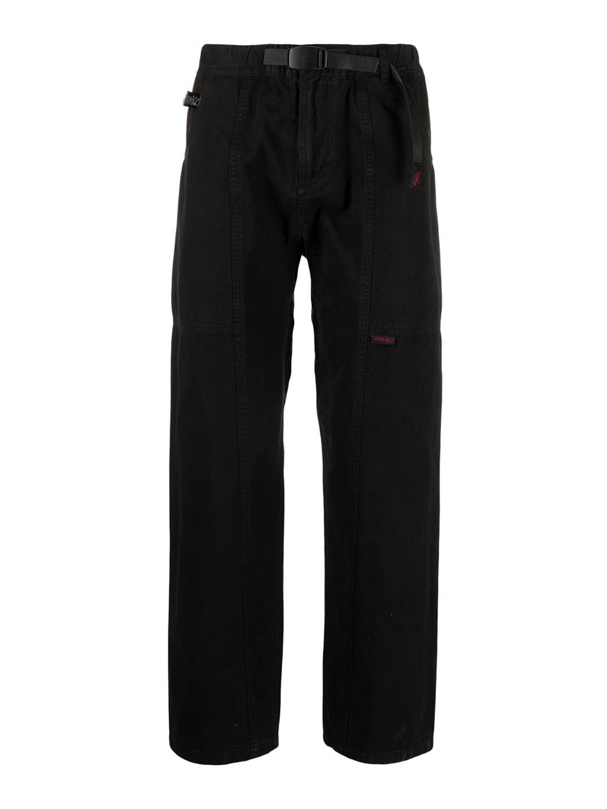 Gramicci Organic Cotton Belted Trousers In Black