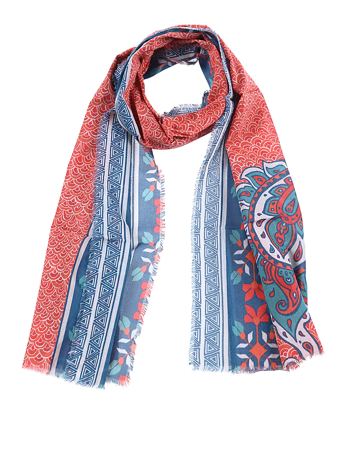 Patchouli Printed Cotton Stole In Red