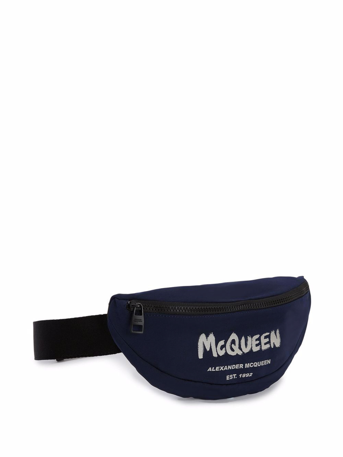 Shop Alexander Mcqueen Graffiti Logo Belt Bag In Azul