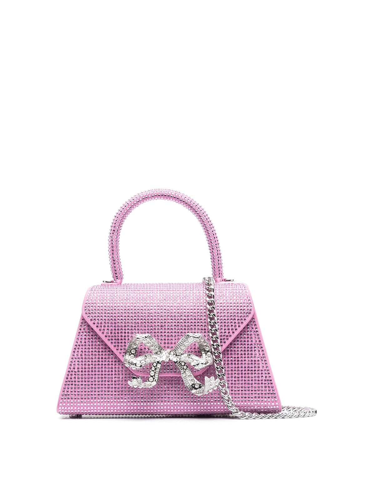 Self Portrait Bow detail strass mini bag - Women|SS23301PINK